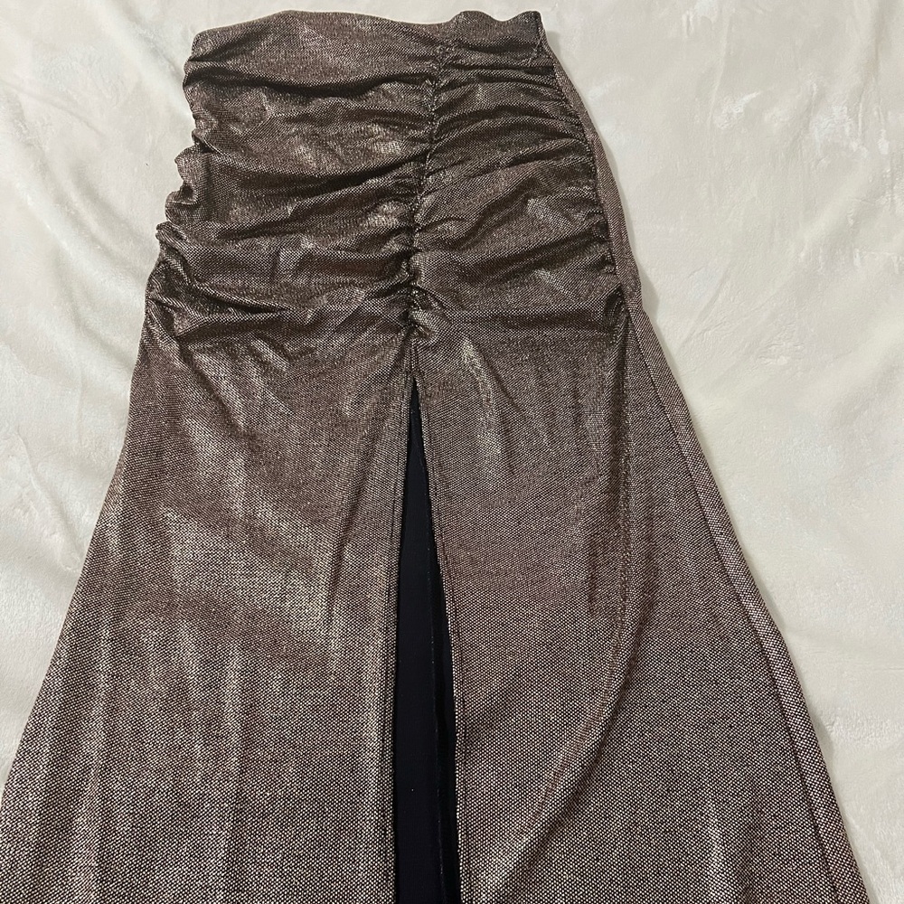 Zara Shimmering Gold Midi  Skirt